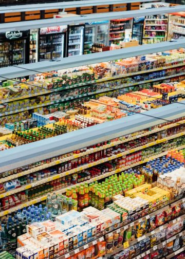 Shelves with Products in Market