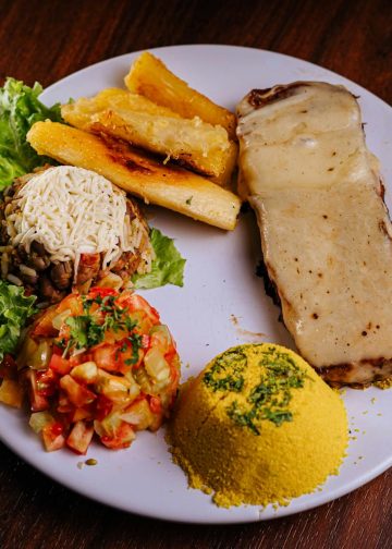Delicious Brazilian Cuisine Plated with Variety