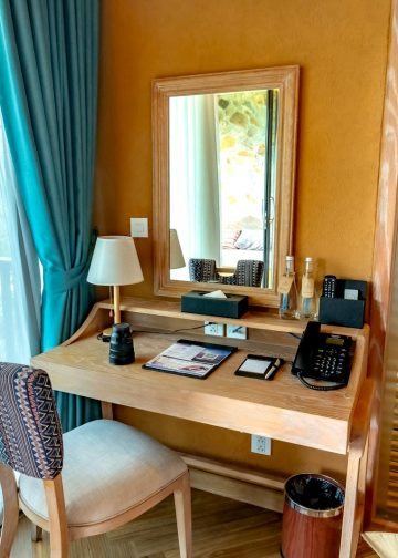 Modern Hotel Room Desk Interior with Mirror